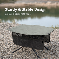 Mesa Plegable Octogonal de Fibra de Carbono para Exteriores, Ligera, Portátil, para Todas las Estaciones, para Acampar, Playa y Pesca