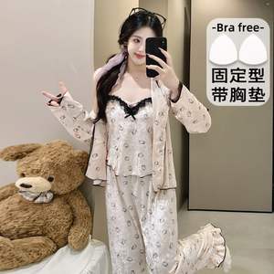 Conjuntos <span class=keywords><strong>de</strong></span> tres piezas <span class=keywords><strong>de</strong></span> terciopelo dorado, pijamas <span class=keywords><strong>de</strong></span> Invierno para mujer, ropa <span class=keywords><strong>de</strong></span> dormir con estampado <span class=keywords><strong>de</strong></span> dibujos animados <span class=keywords><strong>de</strong></span> <span class=keywords><strong>Hello</strong></span> <span class=keywords><strong>Kitty</strong></span>, ropa <span class=keywords><strong>de</strong></span> casa cómoda - Product Image 4