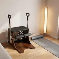 Chaise Wunda de Pilates Commerciale en Noyer avec Pédalier Réglable, Résistance Ajustable, Multifonctionnelle pour Studio de Fitness, Certifiée CE