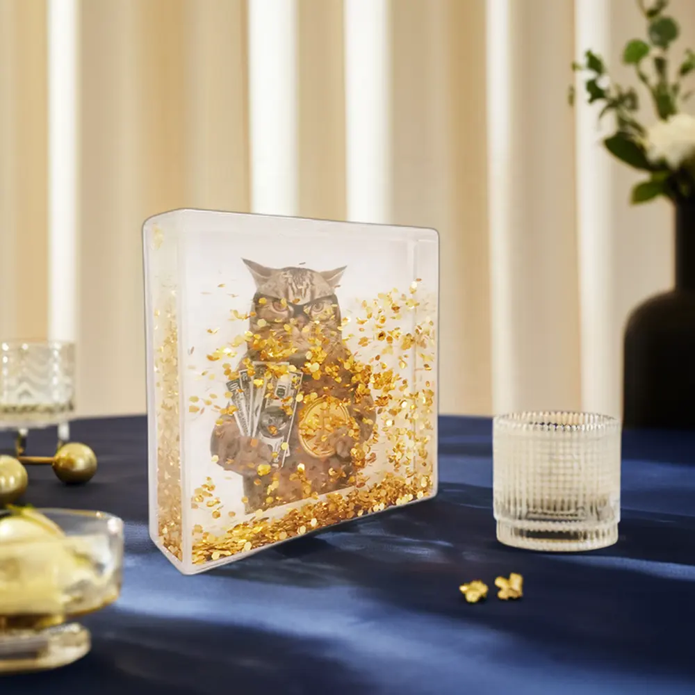 Lüks şanslı altın Shinning yüzer Glitter Shaker kişiselleştirilmiş iş kurumsal hediyeler düğün dekorasyon için