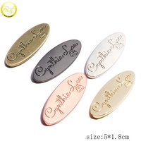 Etiquetas de Metal con Nombre Personalizadas, Etiquetas Ovaladas con Logotipo de Marca, Placas de Identificación de Metal para Zapatos/Ropa/Sombreros/Cuero