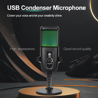 USB-Kondensatormikrofon für Live-Streaming, Gesang, Rauschunterdrückung mit Stummschaltung, Gain-Monitoring, Plug-and-Play