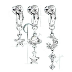 Nouveau <span class=keywords><strong>piercing</strong></span> de <span class=keywords><strong>nombril</strong></span> sans perçage pour femmes européennes et américaines, en acier inoxydable, avec zircon, motifs étoile, Saturne, lune, style sexy - Product Image 5