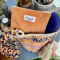 Tas kecantikan makeup lucu kosmetik kanvas katun kustom saku baru kualitas tinggi untuk perjalanan