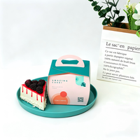 Boîte à dessert en papier jetable personnalisable avec poignée de transport, emballage pour pâtisserie, pain et gâteau au fromage