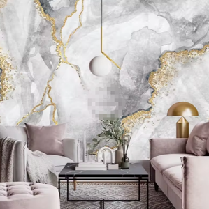 Carta da parati in marmo grigio bianco creativo con <span class=keywords><strong>sfondo</strong></span> <span class=keywords><strong>astratto</strong></span> e Texture dorata murale - Product Image 2