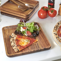 Assiettes de Présentation Carrées Minimalistes en Bois Poli Non Toxique de Haute Qualité pour la Restauration, Vente en Gros, Luxueuses
