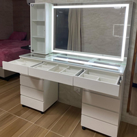 JIAMEIJIA Table de toilette moderne en bois en gros - Coiffeuse élégante avec miroir éclairé réglable