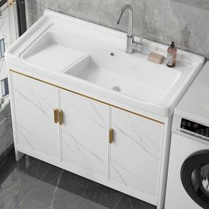 Lavabo en céramique de style moderne avec planche à laver en aluminium Lavabo intégré extérieur pour hôtels et salles de bains - Product Image 2