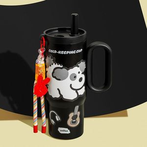 24oz 720ml <b>Macaron</b> Handle Car Travel Tumbler Insulated Mug Lid Straw Non-Slip Base OEM ODM Candy Series - Product Image 4