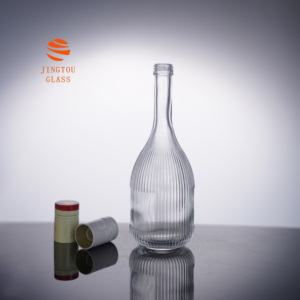 Botella de Vidrio de 375 Mililitros con Patrón Vertical, Botella de Vidrio de Pequeña Capacidad, Adecuada para Envasar <span class=keywords><strong>Vino</strong></span> de Frutas y Ginebra - Product Image 2