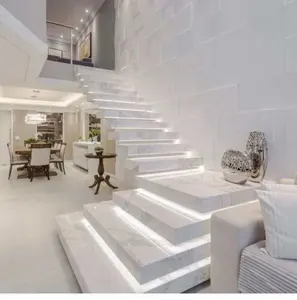 Mono Beam Staircase Interior Stairs Marble Stair Steps Tread With Glass Stair Railing