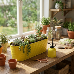 Jardinière ovale vintage en acier <span class=keywords><strong>pour</strong></span> <span class=keywords><strong>plantes</strong></span> succulentes et herbes, pot de jardin intérieur/extérieur, <span class=keywords><strong>pour</strong></span> rebord de fenêtre et balcon, décoratif, thermolaqué - Product Image 3