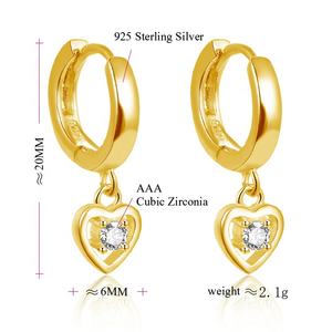 Pendientes de aro de oro rosa de moda <span class=keywords><strong>POLIVA</strong></span> para mujer, Aretes de Plata de Ley 925 con piedra de Zirconia en forma de corazón, joyería de moda - Product Image 6