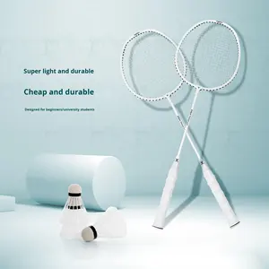 Decoq Vente en gros sur mesure <span class=keywords><strong>Pas</strong></span> <span class=keywords><strong>cher</strong></span> Durable Haute Rigidité Ferroalliage Arbre en acier fendu Arbre en acier Poignée en PU Raquettes de badminton - Product Image 1