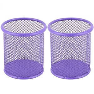 Porte-crayons et stylos en maille métallique, revêtement poudré, 9x10cm - Options noir/argent pour organisateur de bureau - Product Image 4
