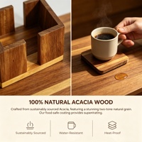 Sous-verre carré en bois d'acacia massif avec support de rangement pour tasses et décoration intérieure