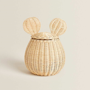 Hasır toptan handwoven sevimli doğal rattan çocuk oyuncak organizatör eşya kutuları & kutuları - Product Image 3