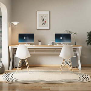 Meja ganda komputer <span class=keywords><strong>Desktop</strong></span> rumah kantor sederhana Modern logam dengan meja kerja panjang atau meja kamar tidur meja Laptop - Product Image 4