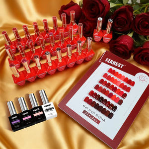 Ensemble de vernis à ongles en gel rouge sans HEMA FZN TPO, cadeau de Noël, cerise, sang, rouge vif, orange avec top <span class=keywords><strong>coat</strong></span>, gel de <span class=keywords><strong>base</strong></span>, gel de construction, colle à ongles - Product Image 3