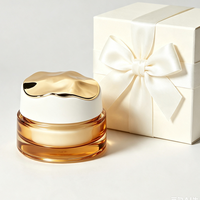 Pot cosmétique en verre ambré de luxe 30/50g à paroi épaisse, avec couvercle doré liquide à motif vague irrégulière, pour crème visage et crème contour des yeux