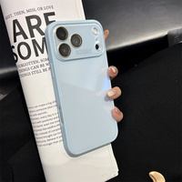 Coque de téléphone portable en verre glacé brillant couleur bonbon pour iPhone 18 17 Pro Max 16 15 14 13 avec cadre mat et protection intégrale de l'objectif de l'appareil photo
