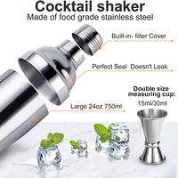 Shakers à cocktails 8oz 250ml&500ml&700ml, shaker à martini, tasse en acier inoxydable, mélangeur de boissons, bouteille, outils de bar à domicile, équipement de barman