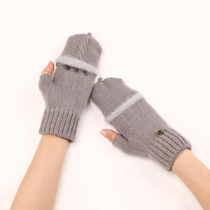 Gants d'hiver pour femmes à double usage 2025, cadeau, doigts visibles, à revers côtelé et moelleux, gants tricotés chauds pour l'hiver, mitaines pour femmes - Product Image 4