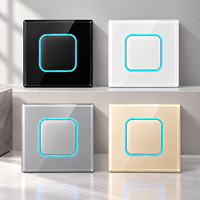 BAOBEN86 Type Interrupteur mural multifonctionnel USB+C avec anneau LED réinitialisable en verre trempé doré