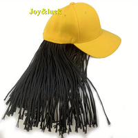 Perruque chapeau tressé jaune de 16 pouces, vente en gros d'usine, perruque synthétique réglable pour femmes, coiffure quotidienne