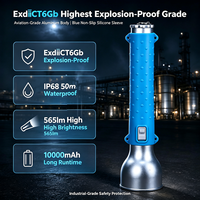 Lampe torche LED anti-explosion haute puissance 10W, 5000mAh, IP68, rechargeable, en alliage d'aluminium, pour l'exploitation minière, la plongée, la pétrochimie