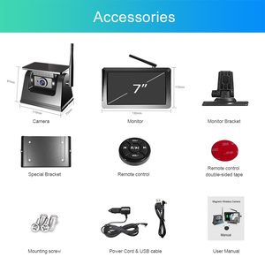 Tự làm năng lượng mặt trời không dây từ phía sau xem sao lưu xe tải máy ảnh với 7 inch ghi âm không dây Android tự động chuyển hướng Carplay màn hình - Product Image 6