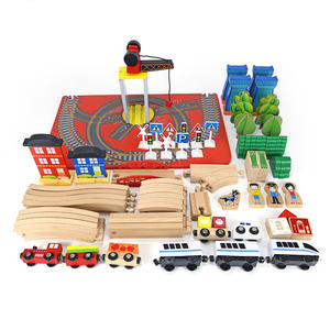 COMMIKI Tren Eléctrico <span class=keywords><strong>Thomas</strong></span> de Madera de Haya para Niños, 88 Piezas, Juguete de Madera para Ensamblar con Doble Vía, Caja de Regalo DIY, Venta al por Mayor - Product Image 2