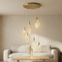 Suspension Jingshi Lighting Goutte d'Or, abat-jour en forme de larme blanc laiteux sur fils fins, luminaire de plafond pour la maison à l'éclat chaleureux