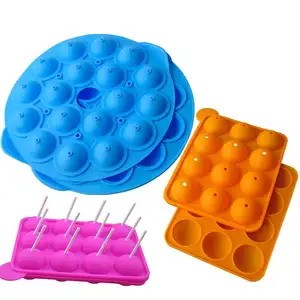 12 18 holes 3D circle chocolate candy ice cream fruit baking model lolly making cake tools silicone molds lollipop for DIY