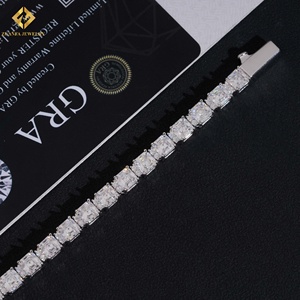 Asscher Cut Moissanite Tennis <b>Bracelet</b> 925 <b>Silver</b> Rhodium Plated Luxury Hip Hop Fine Jewelry <b>Bracelets</b> - Product Image 6
