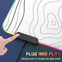 Tapis de bureau pour clavier carré blanc avec contour topographique LED RGB personnalisé de grande taille, tapis de souris pour jeux