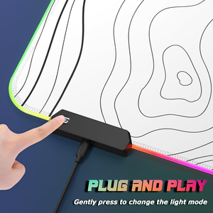 Tappetino per Mouse da Gaming Personalizzato Grande con LED RGB, Contorno Topografico, Bianco, Quadrato, per Tastiera e Scrivania - Product Image 2