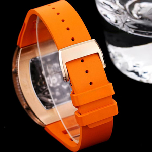 2026 New Arrival Luxury <b>Rose</b> Gold Mechanical Watch Men Tonneau Skeleton Automatic Movement Full Diamond Iced Out Wristwatch - Product Image 5