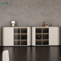 Ensemble de table de conférence ovale LIYU avec 8 chaises cantilever, base en pied-de-biche cannelée, table de réunion pour salle de conseil, mobilier de bureau en bois