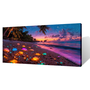 Impresiones de Arte Abstracto Art Déco Costero, Lienzo con Piedras de Playa Multicolores, Decoraciones Cuadradas para Pared, Interiores Modernos, Arte para Colgar de B&C - Product Image 2