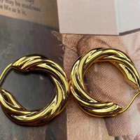 Boucles d'oreilles créoles torsadées en or massif 18 carats AU750, style minimaliste français, grandes créoles ovales brillantes, bijoux fins pour femmes