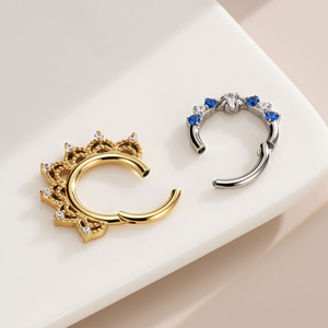 Anello Septum Toposh Rose in Oro/<span class=keywords><strong>Argento</strong></span>, Clicker 16G, Piercing per <span class=keywords><strong>Naso</strong></span> e Helix, Titanio ASTM F-136 di Grado Medicale, Anello a Segmento 8mm - Product Image 4