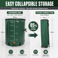 Réservoir d'eau de pluie pliable en PVC de 200 L pour jardin, baril de stockage d'eau pour usage extérieur