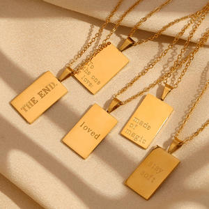 Colliers en acier inoxydable plaqué or PVD 18 carats anti-transpiration mots de confession gravés collier pendentif plaque rectangle <span class=keywords><strong>pour</strong></span> <span class=keywords><strong>amoureux</strong></span> - Product Image 5