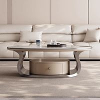 Meubles italiens de salon Table basse Table à thé Style moderne Ensemble de tables basses ovales de luxe en pierre frittée pour la maison