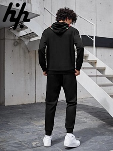 Conjunto de pantalones de chándal con capucha y estampado floral con hombros caídos personalizados al por mayor, chándal ajustado para hombre con logotipo, traje ajustado para hombre - Product Image 3