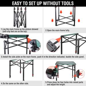 Table de camping carrée pliable en aluminium légère et réglable APZA002 pour pique-nique, barbecue et extérieur, avec sac de transport - Product Image 6