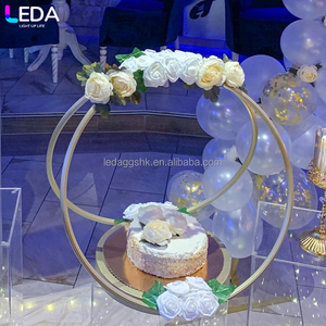 อุปกรณ์ประกอบฉากงานแต่งงานคุณภาพสูง LEDA แท่นดอกไม้ทรงกลมสีทอง ตกแต่งโต๊ะงานแต่งงานในโรงแรม วงแหวนดอกไม้ประดับเพดาน - Product Image 4