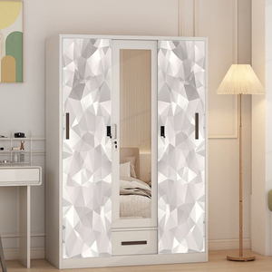 Armoire en acier durable avec <span class=keywords><strong>porte</strong></span> <span class=keywords><strong>coulissante</strong></span> et tiroir avec <span class=keywords><strong>miroir</strong></span> pour la chambre à coucher - Product Image 5